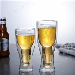 创意高硼硅双层玻璃啤酒杯 个性水杯KTV酒吧聚会啤酒杯子